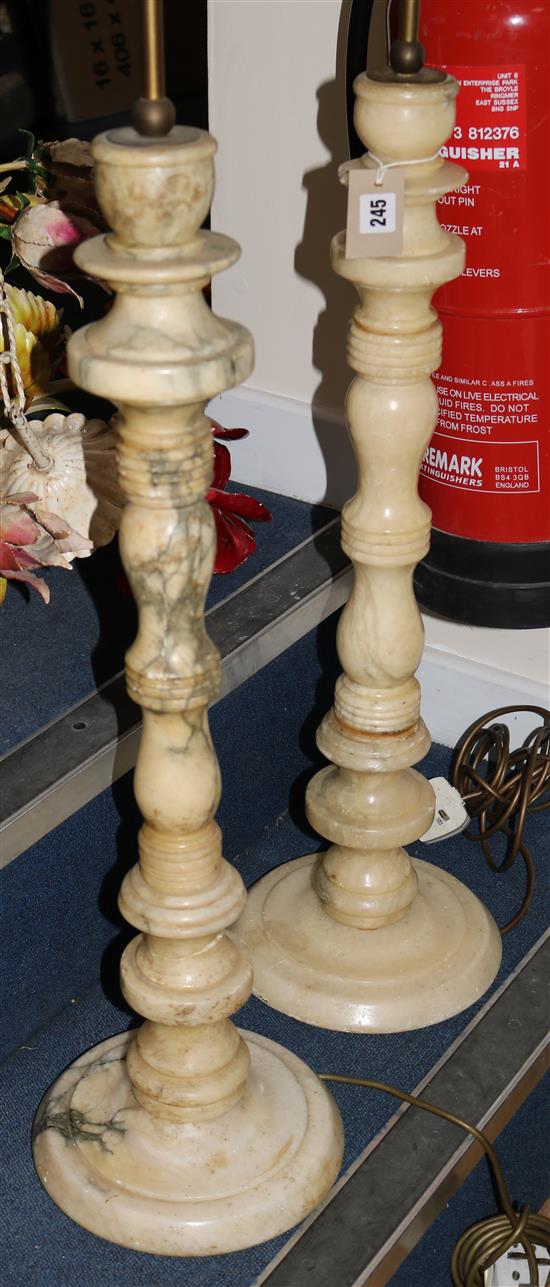 A pair of alabaster lamps